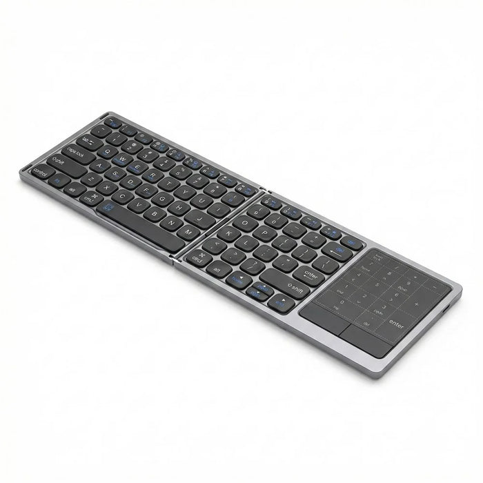 FK328T Foldable Wireless Bluetooth-compatible Keyboard 2 in 1 Numeric Keypad Touchpad for iOS Android Windows Mac - Grey - 1