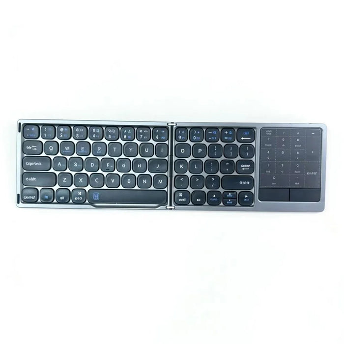 FK328T Foldable Wireless Bluetooth-compatible Keyboard 2 in 1 Numeric Keypad Touchpad for iOS Android Windows Mac - Grey - 2