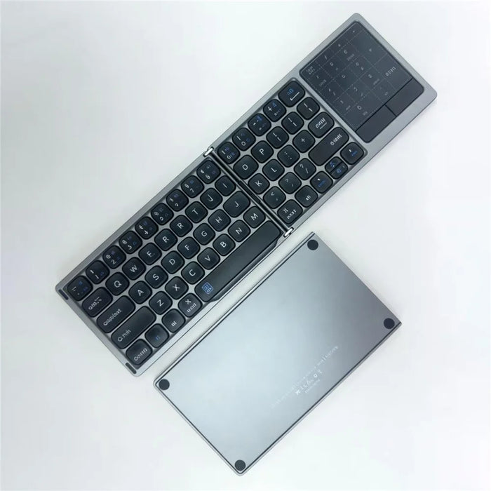FK328T Foldable Wireless Bluetooth-compatible Keyboard 2 in 1 Numeric Keypad Touchpad for iOS Android Windows Mac - Grey - 4