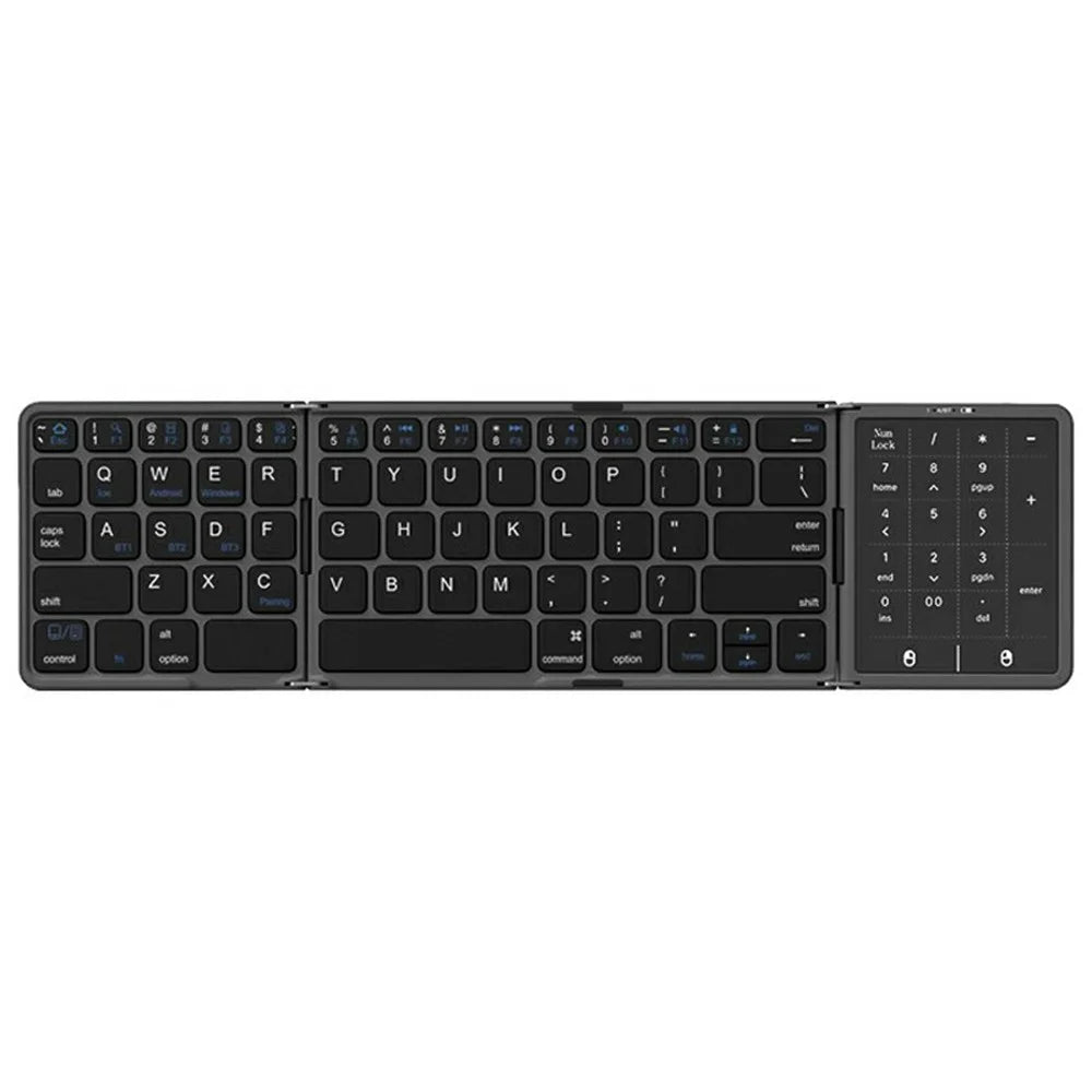 B089 ST Ultra Thin Tri-Folding Wireless Bluetooth-compatible Keyboard with Smart Trackpad for iOS / Android / Windows - Black - 1