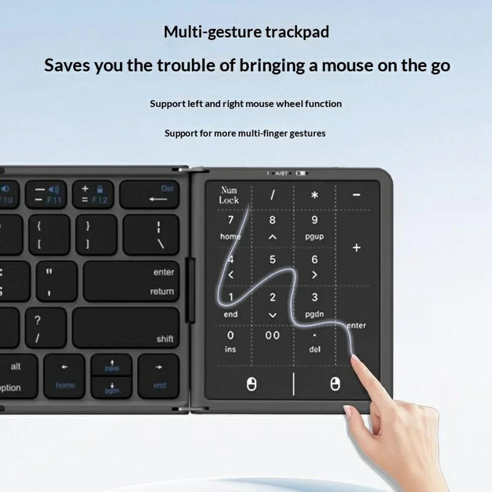 B089 ST Ultra Thin Tri-Folding Wireless Bluetooth-compatible Keyboard with Smart Trackpad for iOS / Android / Windows - Black - 3