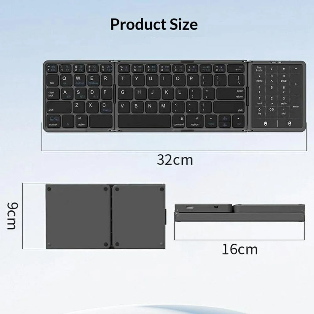 B089 ST Ultra Thin Tri-Folding Wireless Bluetooth-compatible Keyboard with Smart Trackpad for iOS / Android / Windows - Black - 6