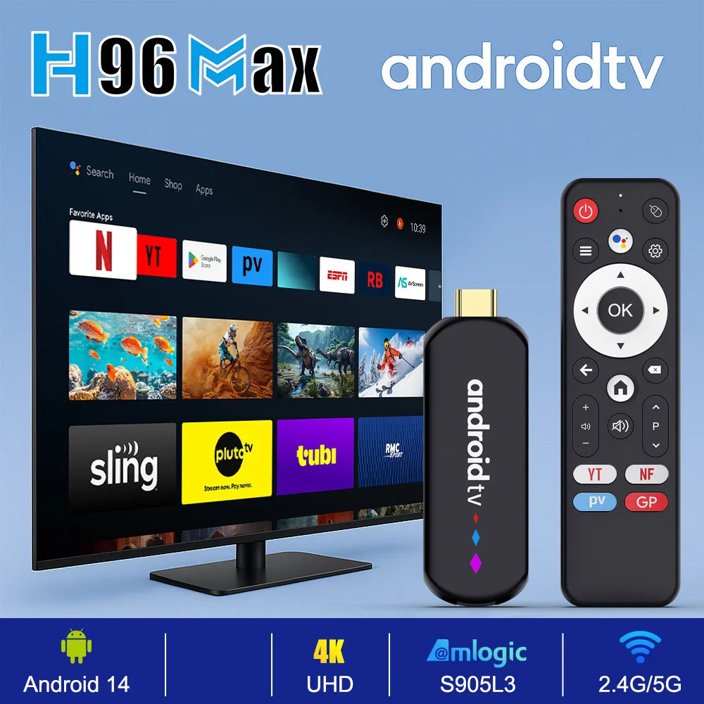 H96Max S905L3 Android 14 TV Box WiFi/Bluetooth-compatible Quad Core 4K Ultra HD Streaming Device, 2+16GB - Black - 5