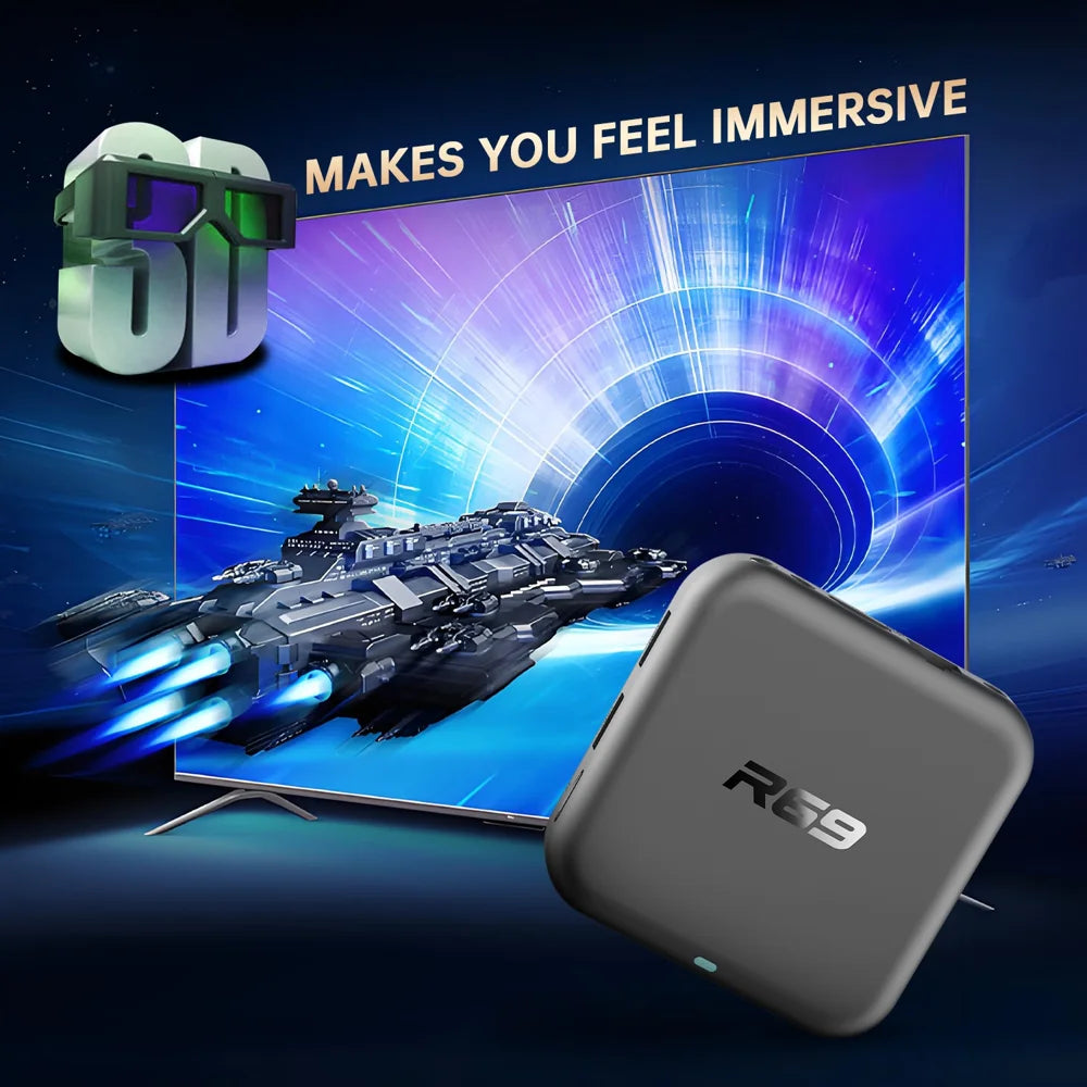 R69 Android 14 TV Box 4K Ultra HD WiFi 6 Bluetooth-compatible 5.0 Smart Media Player (Chipset: RK3518), 2+8GB - EU Plug - 4