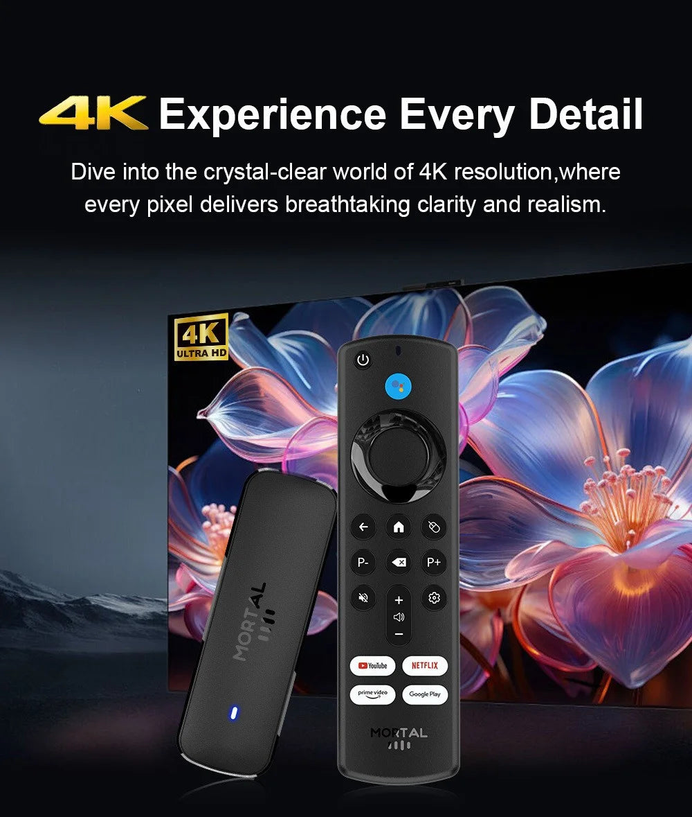 Q8 2+8GB Android 14.0 Smart TV Stick Allwinner H313 Quad Core 4K Ultra HD WiFi 6 Bluetooth-compatible Media Player with Voice Remote - 2GB+8GB - 4
