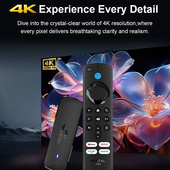 Q8 2+16GB Android 14.0 Smart TV Stick Allwinner H313 Quad Core 4K Ultra HD WiFi 6 Bluetooth-compatible Media Player with Voice Remote - 2GB+16GB - 4