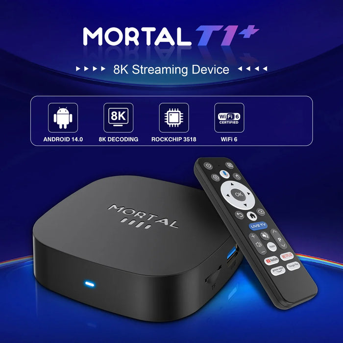 T1+ 2+16GB RK3518 Android 16.0 TV Box 8K HDR10+ Network Streaming Media Player WiFi Bluetooth-compatible Set Top Box - Black - 5