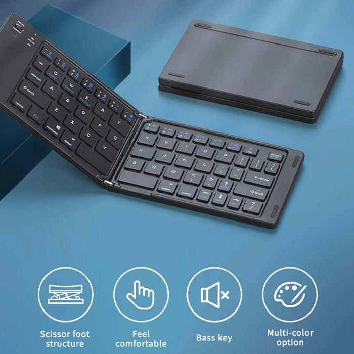 B028 Wireless Keyboard Bluetooth-compatible Foldable Keyboard for iPad Tablet Phone Laptop - Black - 2
