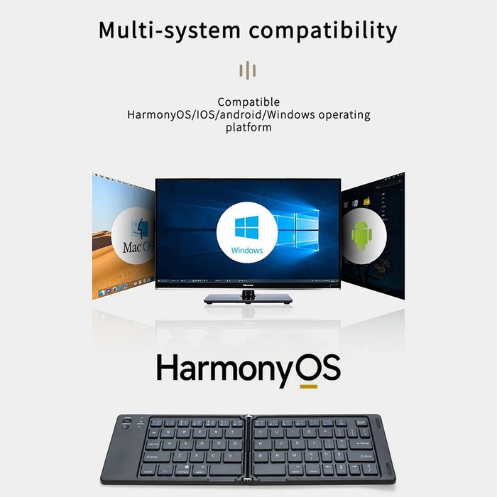 B028 Wireless Keyboard Bluetooth-compatible Foldable Keyboard for iPad Tablet Phone Laptop - Black - 3