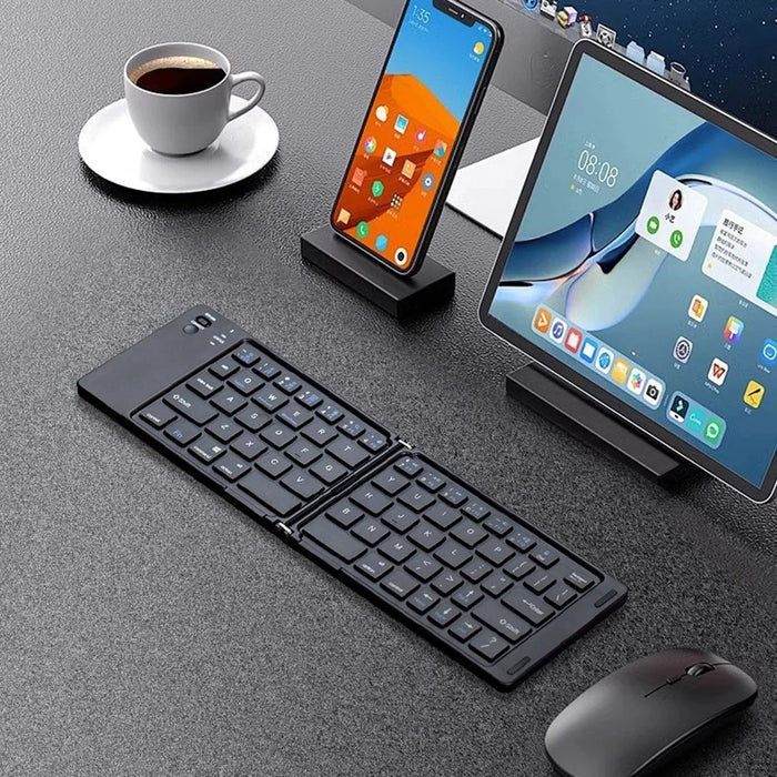 B028 Wireless Keyboard Bluetooth-compatible Foldable Keyboard for iPad Tablet Phone Laptop - Black - 4
