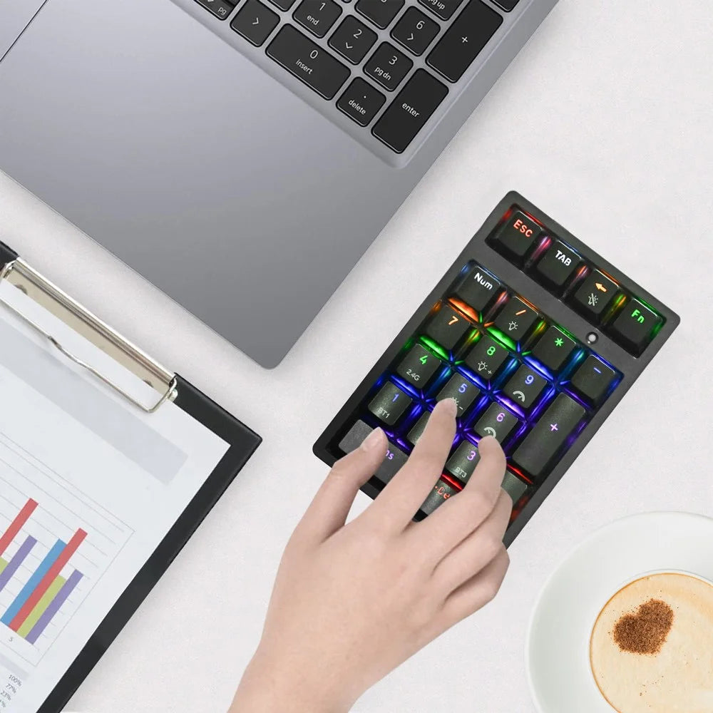 K18 21 Keys RGB Mechanical Numpad Bluetooth-compatible 3-Mode Wireless Keyboard - Black - 5