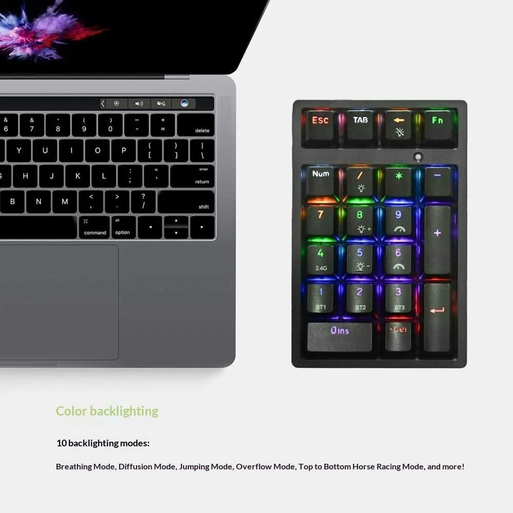 K18 21 Keys RGB Mechanical Numpad Bluetooth-compatible 3-Mode Wireless Keyboard - Black - 6
