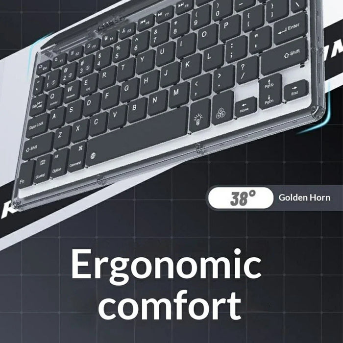 KB338 Bluetooth-compatible Keyboard Wireless Transparent Triple Mode Foldable Keyboard for Computer Tablet - Black - 3