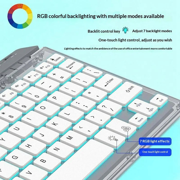 KB338 Bluetooth-compatible Keyboard Wireless Transparent Triple Mode Foldable Keyboard for Computer Tablet - Black - 4