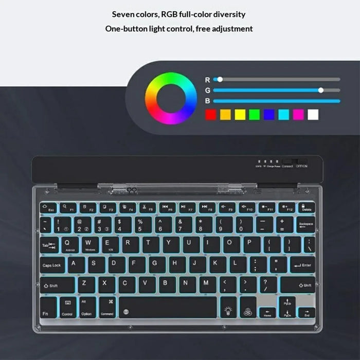 KB338 Bluetooth-compatible Keyboard Wireless Transparent Triple Mode Foldable Keyboard for Computer Tablet - Black - 6
