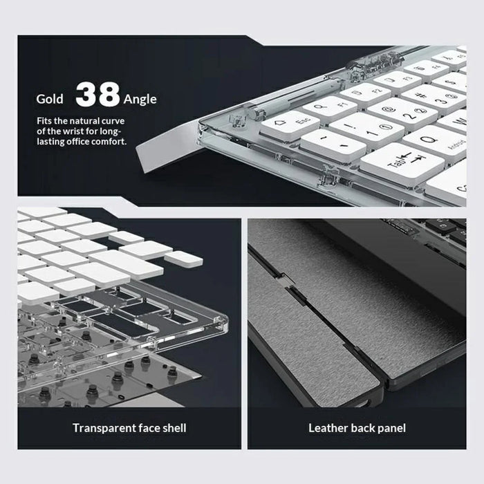 KB338 Bluetooth-compatible Keyboard Wireless Transparent Triple Mode Foldable Keyboard for Computer Tablet - Black - 7