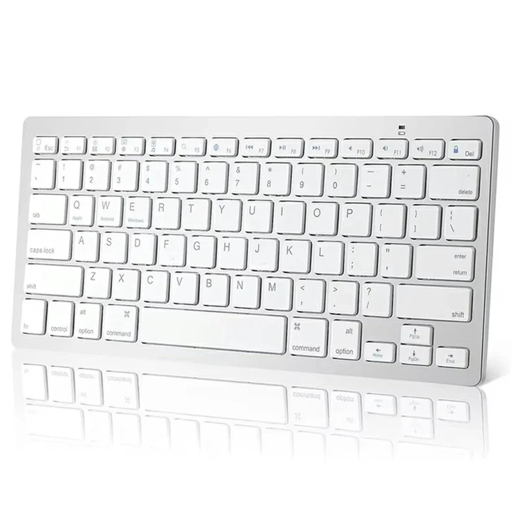 X5 78-Key Bluetooth-compatible Keyboard Ultra Thin Wireless Keyboard for Tablet PC, English Version - White - 1