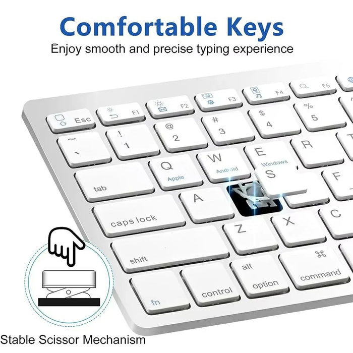 X5 78-Key Bluetooth-compatible Keyboard Ultra Thin Wireless Keyboard for Tablet PC, English Version - White - 2