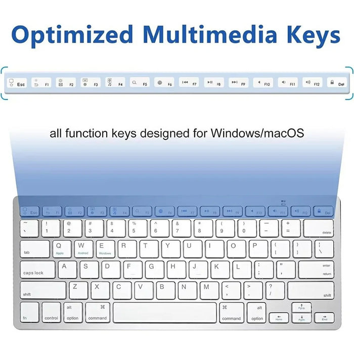X5 78-Key Bluetooth-compatible Keyboard Ultra Thin Wireless Keyboard for Tablet PC, English Version - White - 3