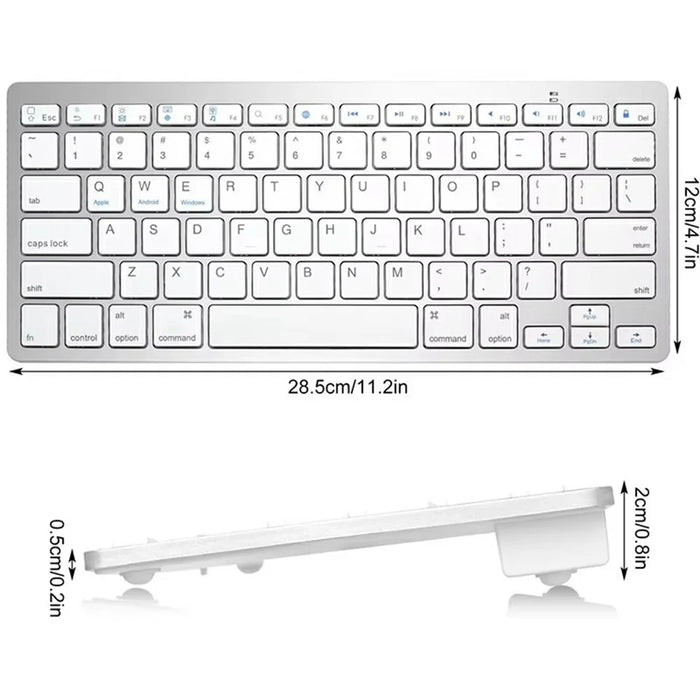 X5 78-Key Bluetooth-compatible Keyboard Ultra Thin Wireless Keyboard for Tablet PC, English Version - White - 7