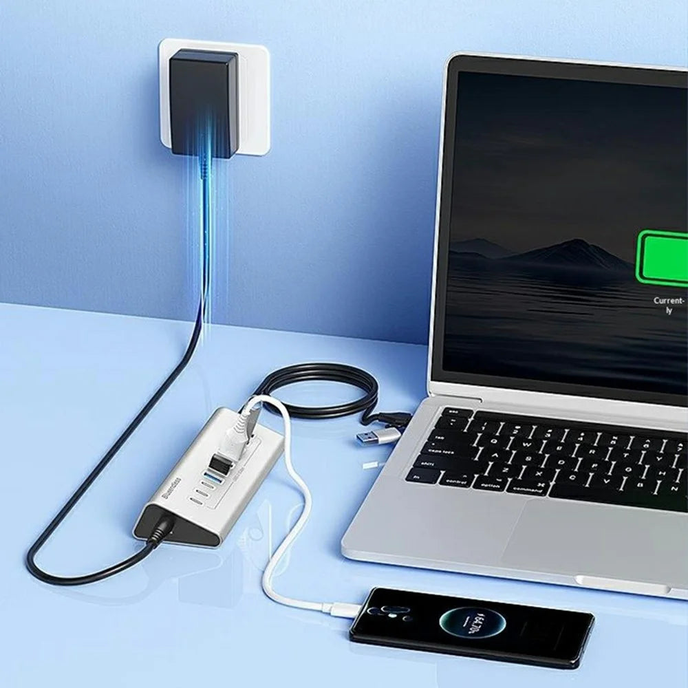 BLUEENDLESS HU105C 5Gbps USB 3.0 Hub 2 in 1 USB-A / USB-C to 7 USB-A + 3 USB-C Aluminum Alloy Docking Station - 3
