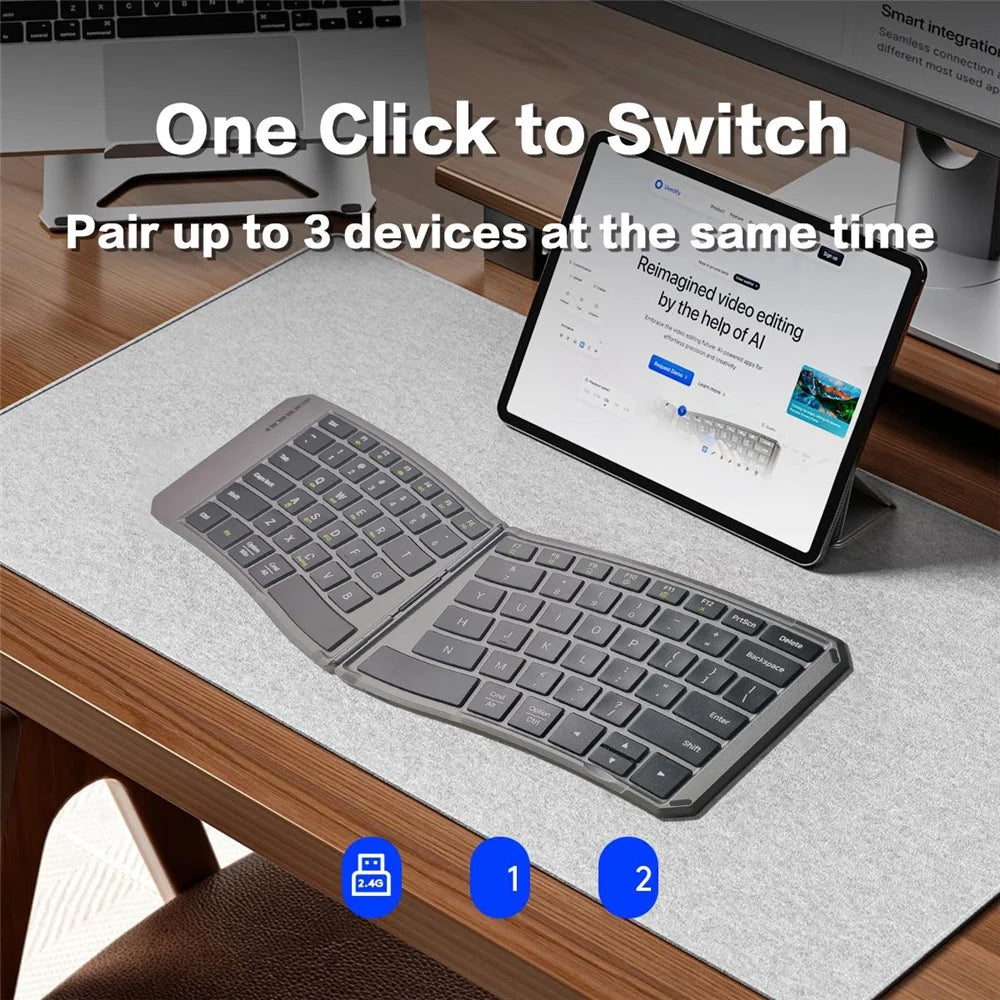 JOM223 V-Shape Ergonomic Foldable Keyboard Wireless 2.4G Dual Mode Bluetooth-compatible Keyboard for iPad Tablet Laptop - 5