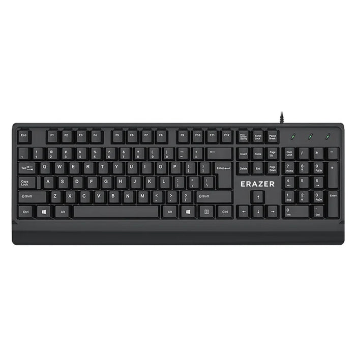 ERAZER K102 104 Keys USB Wired Computer Keyboard for Business Office Desktop Laptop (Invested By Lenovo) - Black - 1