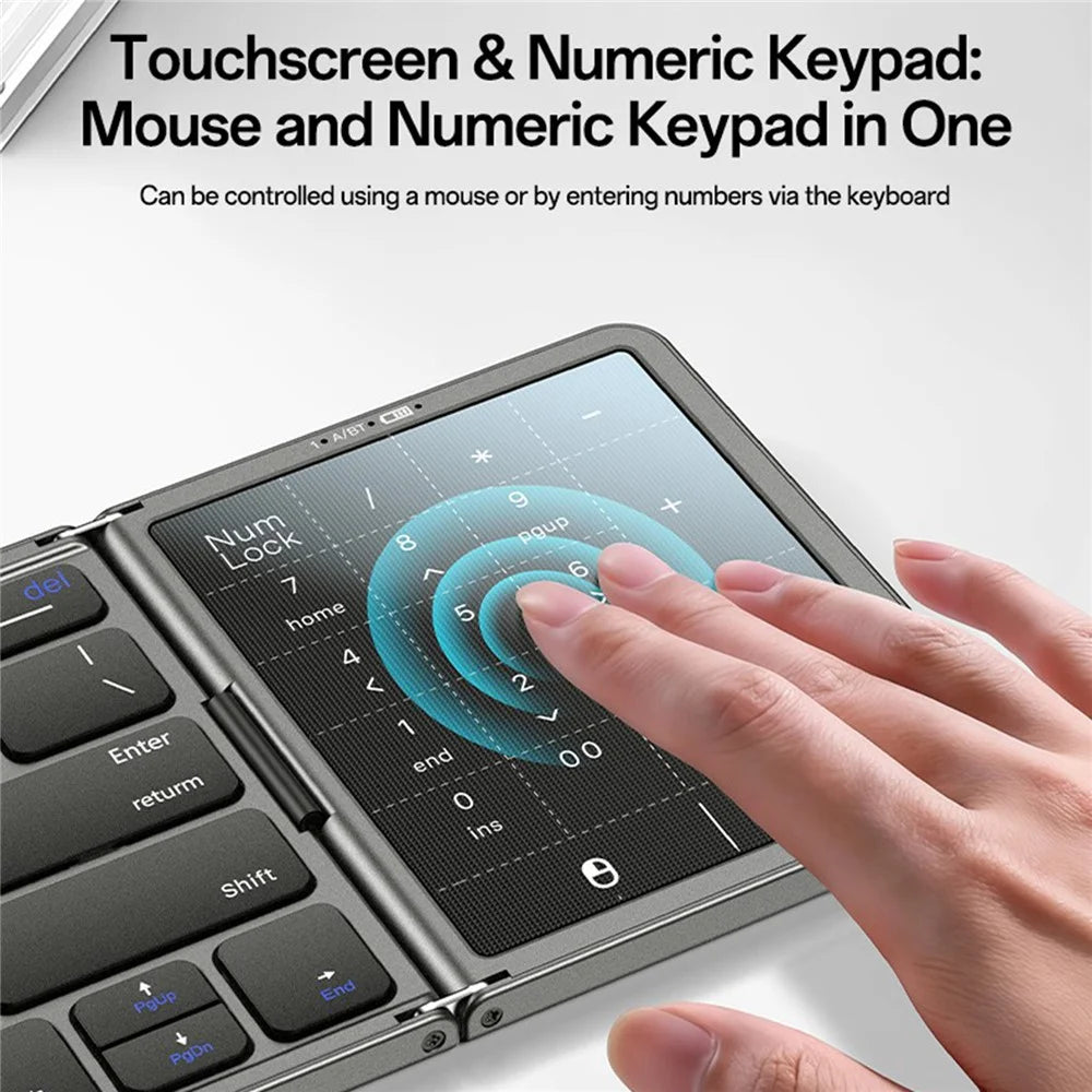 YESIDO KB49 Tri-fold Wireless Bluetooth-compatible Keyboard with Touchpad Numeric Keypad Keyboard for Phone Tablet PC - English - 3