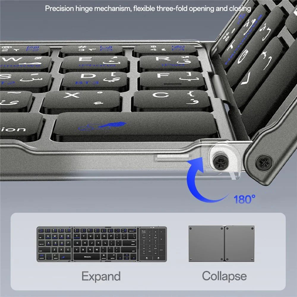 YESIDO KB49 Tri-fold Wireless Bluetooth-compatible Keyboard with Touchpad Numeric Keypad Keyboard for Phone Tablet PC - English - 4
