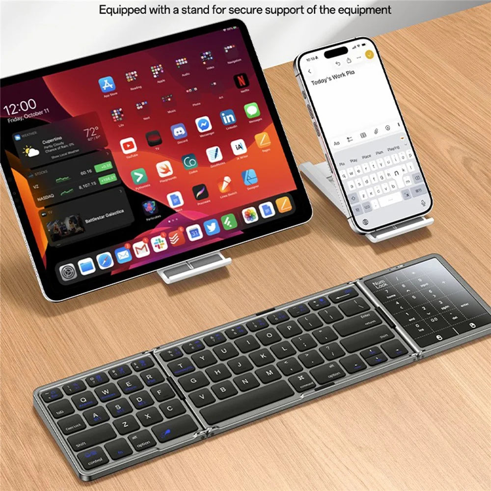 YESIDO KB49 Tri-fold Wireless Bluetooth-compatible Keyboard with Touchpad Numeric Keypad Keyboard for Phone Tablet PC - English - 7