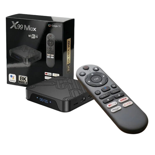 X99 MAX 2+8GB Android 14 TV Box RK3518 WiFi 6 4K HD Media Player with Bluetooth-compatible 5.0 Voice Remote Control - Black  /  US Plug - 1