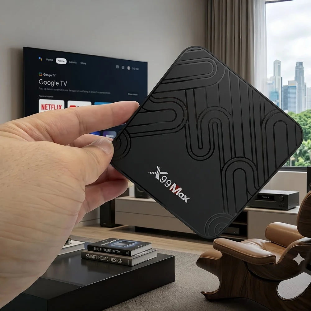 X99 MAX 2+8GB Android 14 TV Box RK3518 WiFi 6 4K HD Media Player with Bluetooth-compatible 5.0 Voice Remote Control - Black  /  US Plug - 2