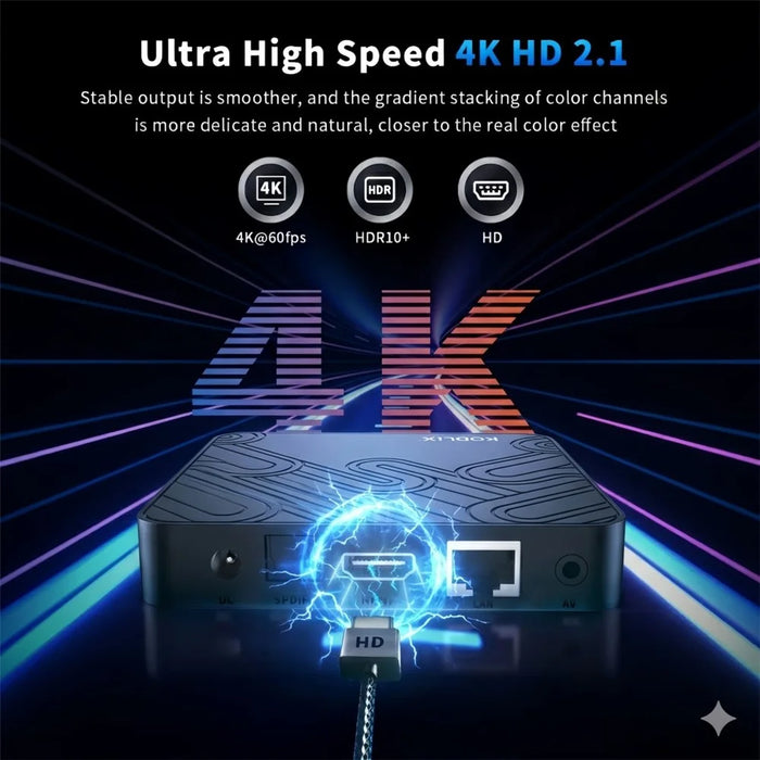 X99 MAX 2+16GB Android 14 TV Box RK3518 WiFi 6 4K HD Media Player with Bluetooth-compatible 5.0 Voice Remote Control - Black  /  US Plug - 4
