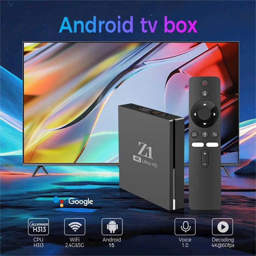 Z1 1+8GB Android 15.0 TV Box 4K Ultra HD WiFi 6 Dual Band 2.4G / 5G Bluetooth-compatible Voice Remote - Black - 5