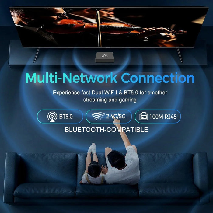 Z1 2+16GB Android 15.0 TV Box 4K Ultra HD WiFi 6 Dual Band 2.4G / 5G Bluetooth-compatible Voice Remote - Black - 3