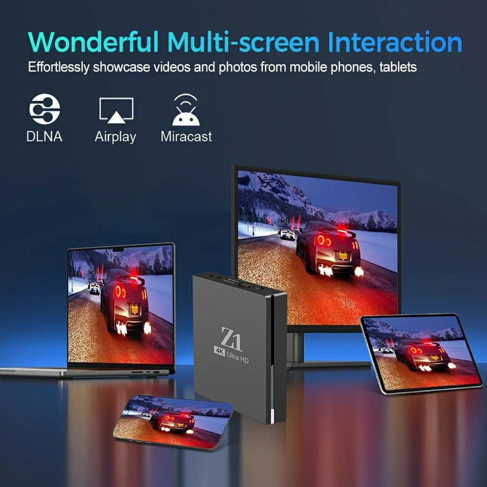 Z1 2+16GB Android 15.0 TV Box 4K Ultra HD WiFi 6 Dual Band 2.4G / 5G Bluetooth-compatible Voice Remote - Black - 4