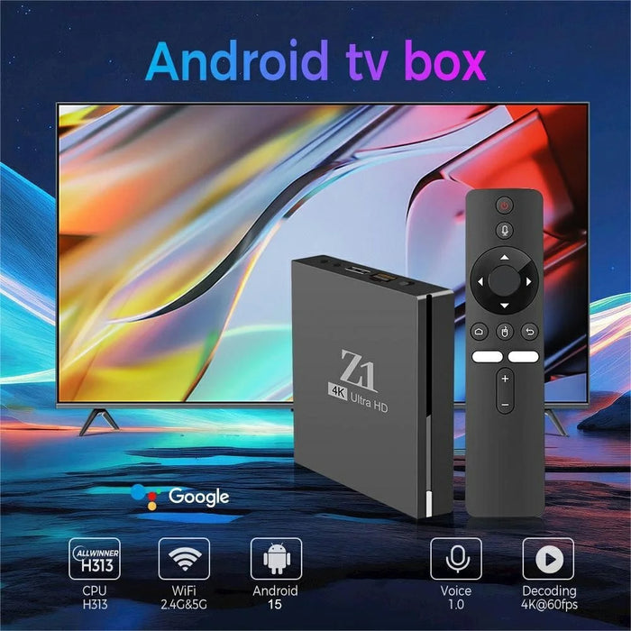 Z1 2+16GB Android 15.0 TV Box 4K Ultra HD WiFi 6 Dual Band 2.4G / 5G Bluetooth-compatible Voice Remote - Black - 5
