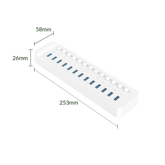ORICO CT2U3-13AB 13-Port Hub with Individual Switches - EU Plug - 6