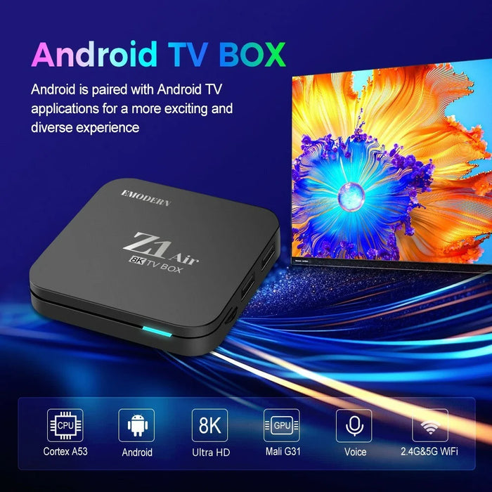 EMODERN Z1 AIR 2+8GB Android 15.0 TV Box 8K Ultra HD 2.4G  /  5G WiFi Bluetooth-compatible Voice Remote - Black - 4