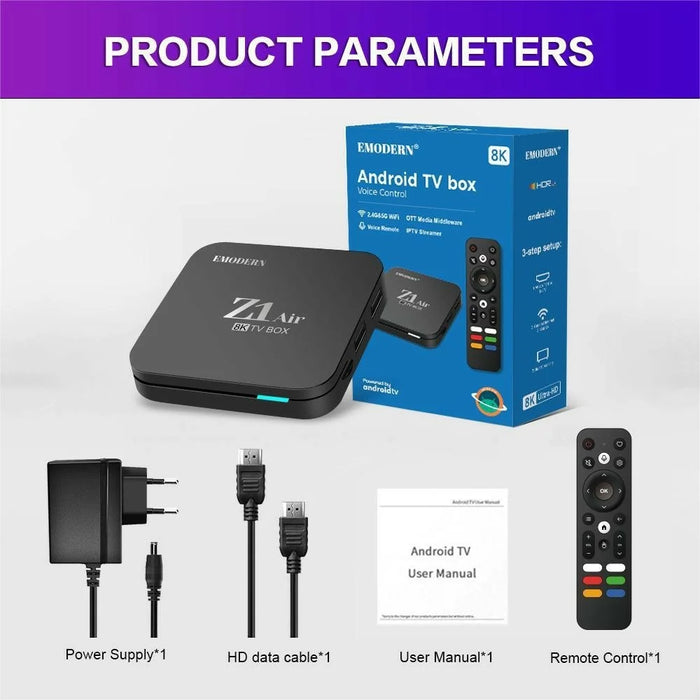 EMODERN Z1 AIR 2+8GB Android 15.0 TV Box 8K Ultra HD 2.4G  /  5G WiFi Bluetooth-compatible Voice Remote - Black - 6