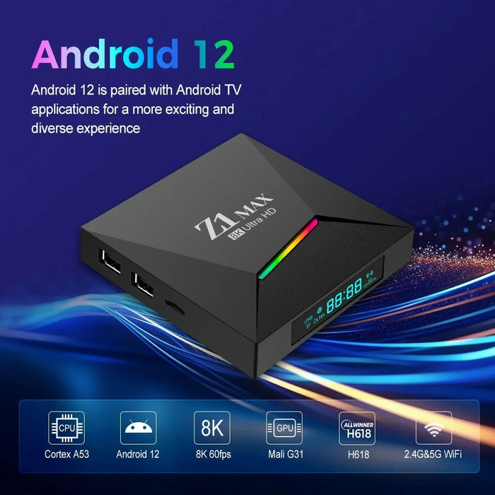 Z1 MAX 2+8GB Android 15.0 TV Box 8K Ultra HD Dual Band WiFi 6 2.4G / 5G Bluetooth-compatible Voice Remote for Home Entertainment - Black - 4