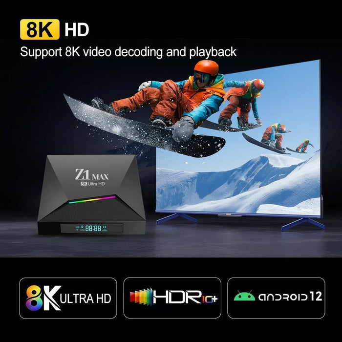 Z1 MAX 2+8GB Android 15.0 TV Box 8K Ultra HD Dual Band WiFi 6 2.4G / 5G Bluetooth-compatible Voice Remote for Home Entertainment - Black - 5