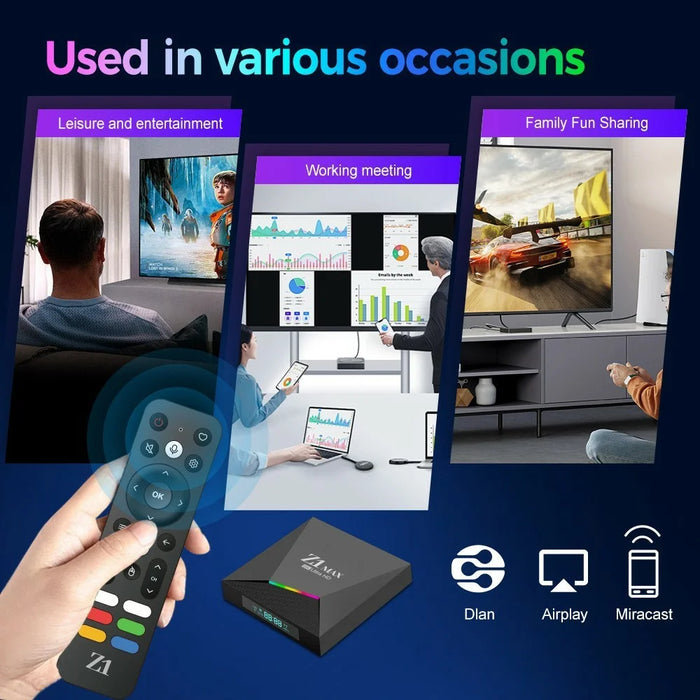 Z1 MAX 2+8GB Android 15.0 TV Box 8K Ultra HD Dual Band WiFi 6 2.4G / 5G Bluetooth-compatible Voice Remote for Home Entertainment - Black - 6