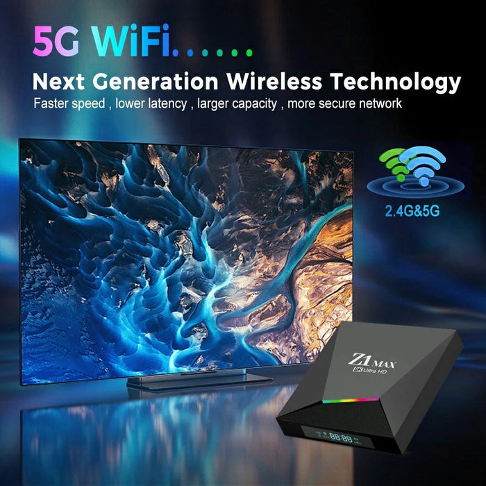 Z1 MAX 2+8GB Android 15.0 TV Box 8K Ultra HD Dual Band WiFi 6 2.4G / 5G Bluetooth-compatible Voice Remote for Home Entertainment - Black - 7