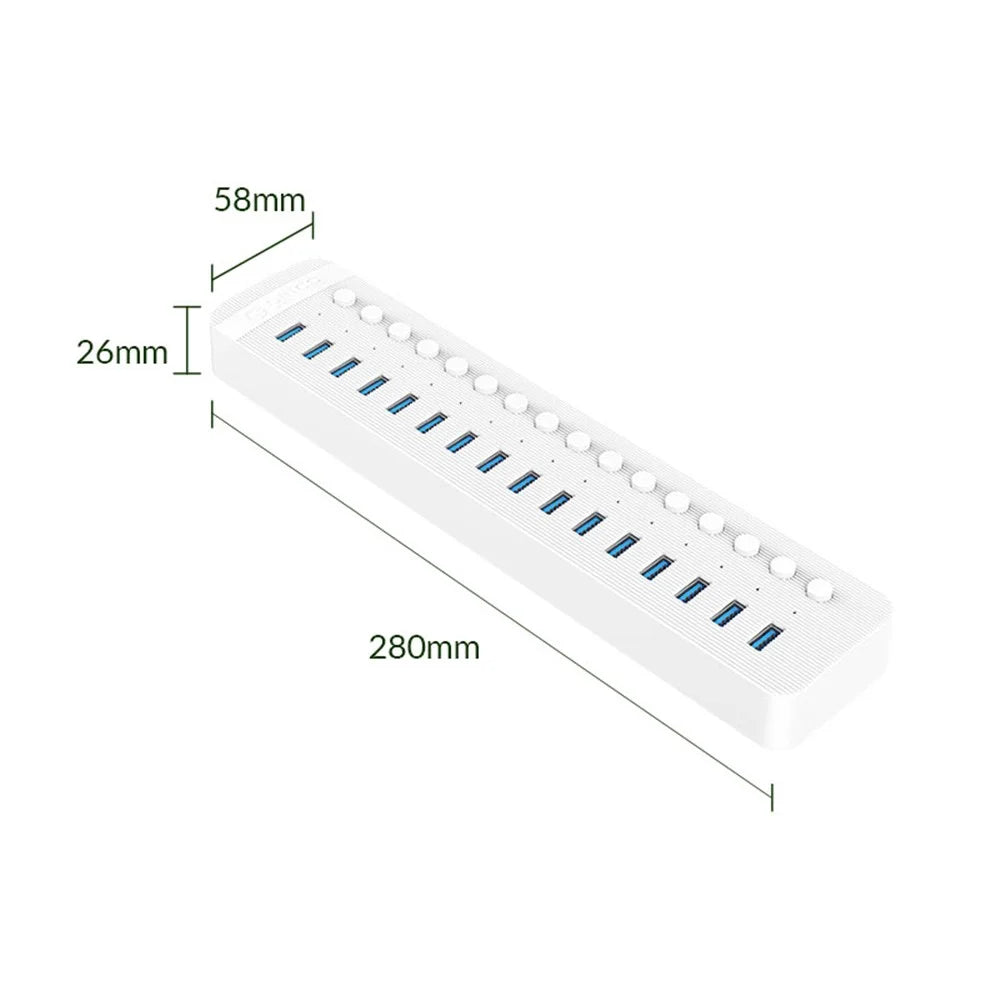 ORICO CT2U3-16AB 16-Port Hub with Individual Switches - 6