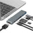 Dual USB-C Hub Type-C to Thunderbolt 3 + Type-C + 4K HD + USB 3.0 x 2 + SD + MicroSD Card Reader Adapter - Dark Grey - 1