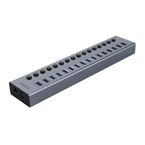 ORICO BT2U3-16AB Aluminum Alloy Multi-Port USB 3.0 Hub Splitter with Individual Switches - US Plug - 1
