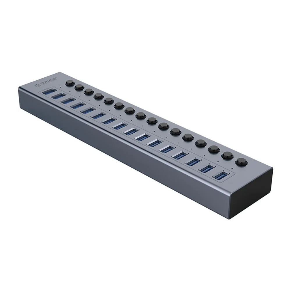 ORICO BT2U3-16AB Aluminum Alloy Multi-Port USB 3.0 Hub Splitter with Individual Switches - US Plug - 2