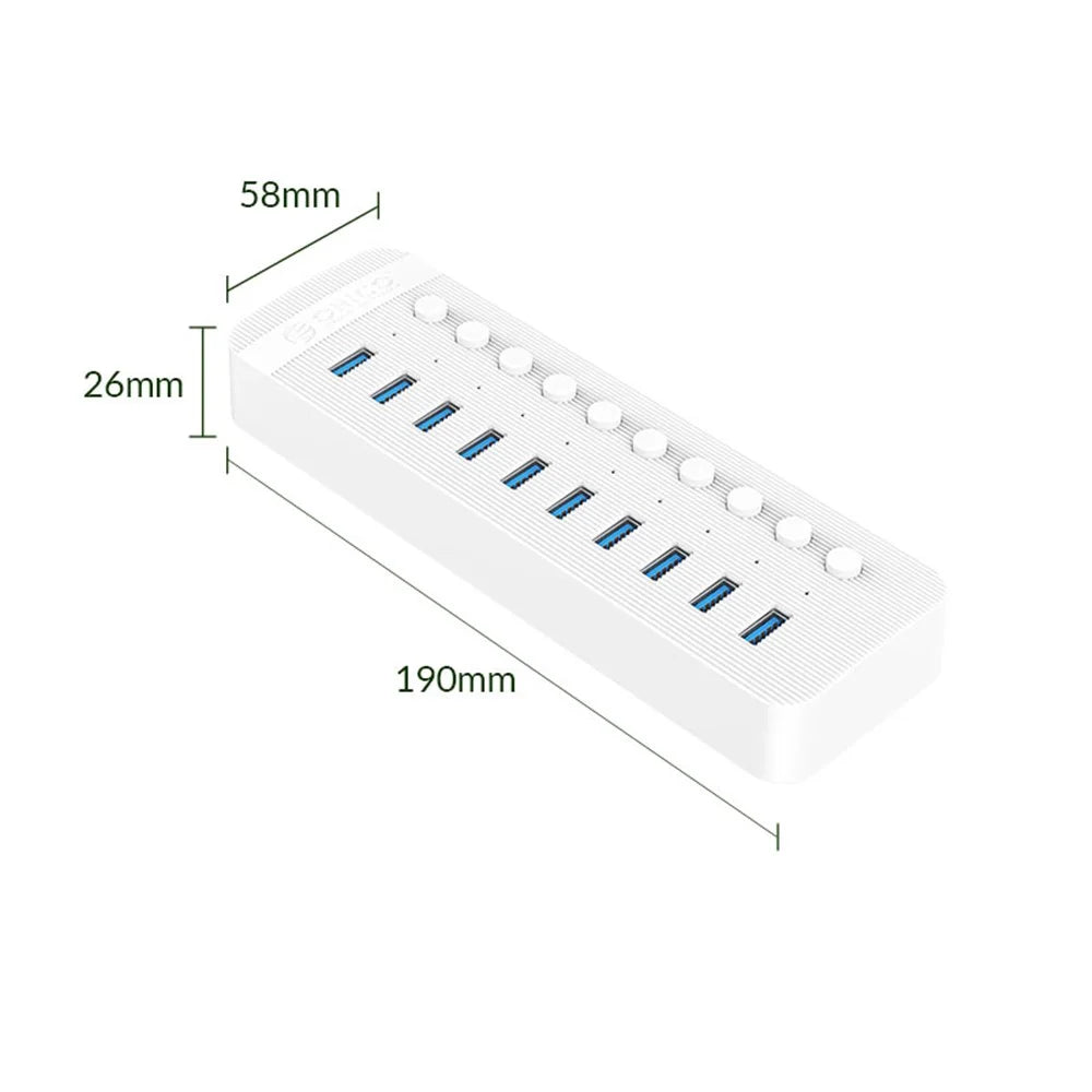ORICO CT2U3-10AB ABS Multi-port USB3.0 HUB with Individual Switches - 6