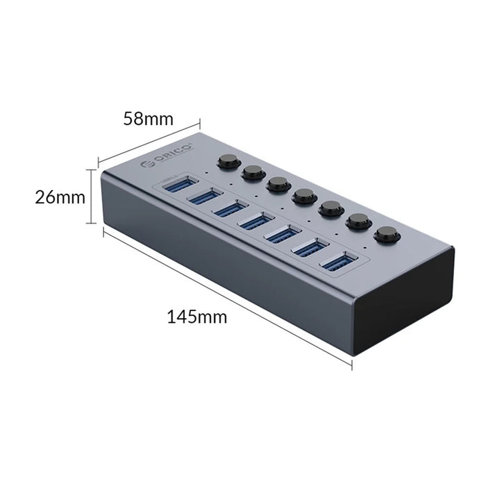 ORICO BT2U3-7AB Aluminum Alloy Multi-port HUB with Individual Switches - 4